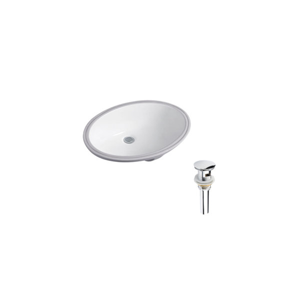 DROP Bath And Kitchen 23.6'' Ceramic Rectangular Undermount Bathroom Sink With Overflow 